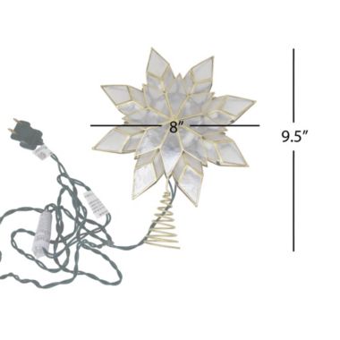 Kurt Adler (UL0118_C) Capiz Star Christmas Tree Topper w/ 10 Clear Lights, 8.5". View a larger version of this product image.