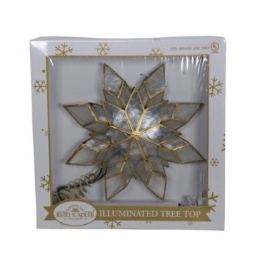 Kurt Adler (UL0118_C) Capiz Star Christmas Tree Topper w/ 10 Clear Lights, 8.5". View a larger version of this product image.