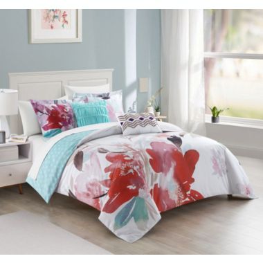 Chic Home Waldorf Reversible Comforter Set Floral Watercolor Design Bedding - Decorative Pillows Shams Included - 5 Piece - King 106x92", Multi. View a larger version of this product image.