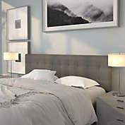 Emma + Oliver Button Tufted Upholstered King Size Headboard in Gray Vinyl
