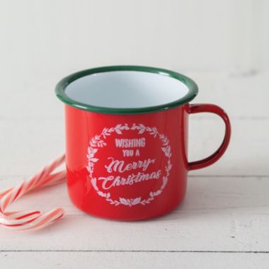 Slickblue Wishing You A Merry Christmas Enameled Mug. View a larger version of this product image.