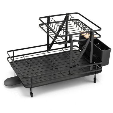 Slickblue 2-Tier Collapsible Dish Rack with Removable Drip Tray. View a larger version of this product image.