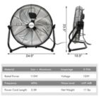 Alternate image 1 for Slickblue 20 Inch High-Velocity Floor Fan with 3 Wind Speeds-Black