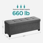 Alternate image 1 for SONGMICS 43.3 Inches Storage Ottoman Bench, Bedroom Bench with Storage, Foot Stool with Feet, Holds Up to 660 lb, Dark Gray