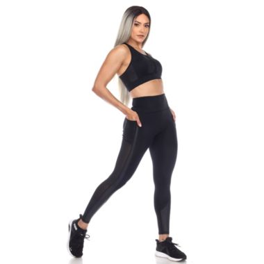 White Mark Women's Racer Back Sports Bra & Mesh Leggings Set. View a larger version of this product image.
