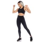 Alternate image 2 for White Mark Women's Racer Back Sports Bra & Mesh Leggings Set