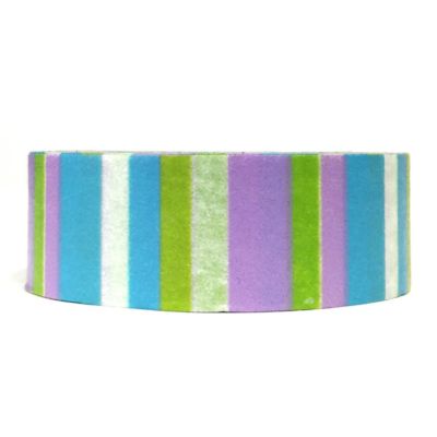 Wrapables Washi Masking Tape, Blissful Patterns Group / Aqua and Purple Short Stripe