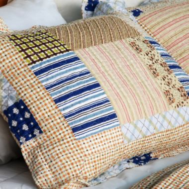 Blancho Bedding Classic Plaids Cotton 3PC Vermicelli-Quilted Patchwork Quilt Set (Full/Queen Size). View a larger version of this product image.