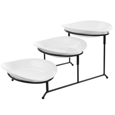 Elama 3 Tier Oval Plate Porcelain Serveware Set. View a larger version of this product image.