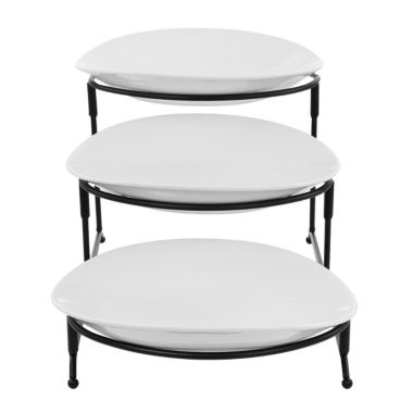 Elama 3 Tier Oval Plate Porcelain Serveware Set. View a larger version of this product image.