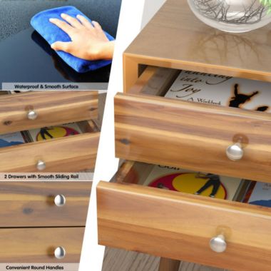 Slickblue Wooden Nightstand Mid-Century End Side Table with 2 Storage Drawers. View a larger version of this product image.