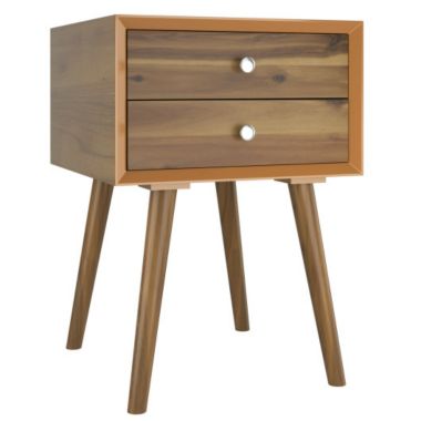 Slickblue Wooden Nightstand Mid-Century End Side Table with 2 Storage Drawers. View a larger version of this product image.
