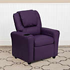 Alternate image 0 for Flash Furniture Contemporary Purple Vinyl Kids Recliner With Cup Holder And Headrest - Purple Vinyl