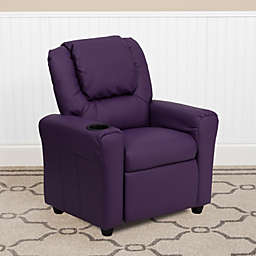 Flash Furniture Vana Contemporary Purple Vinyl Kids Recliner with Cup Holder and Headrest