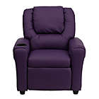 Alternate image 2 for Flash Furniture Contemporary Purple Vinyl Kids Recliner With Cup Holder And Headrest - Purple Vinyl