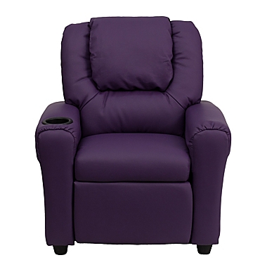 Flash Furniture Contemporary Purple Vinyl Kids Recliner With Cup Holder And Headrest - Purple Vinyl. View a larger version of this product image.