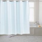 Alternate image 0 for Carnation Home Fashions Pre Hooked T Waffle Weave Fabric Shower Curtain - Spa Blue 70" x 75"