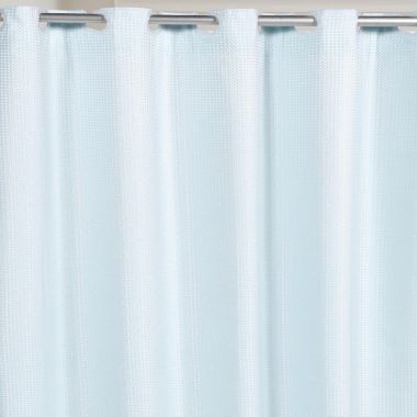 Carnation Home Fashions Pre Hooked T Waffle Weave Fabric Shower Curtain - Spa Blue 70" x 75". View a larger version of this product image.