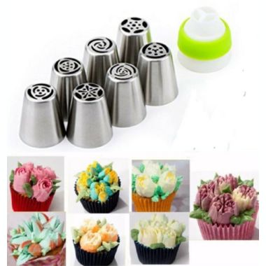 Tika 7-Pieces Russian Flower Icing Piping Nozzles Pastry Tips. View a larger version of this product image.