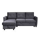 Alternate image 3 for Contemporary Home Living 83" Gray Solid Reversible Sleeper Sectional Sofa with Storage Chaise