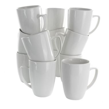 Elama Riley 12 Piece 12 Ounce Porcelain Mug Set in White. View a larger version of this product image.