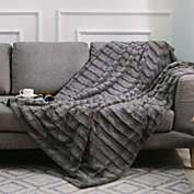 Cheer Collection Ultra Cozy & Soft Faux Fur Blanket - Assorted Colors and Sizes - Gray - 40x50