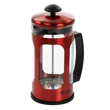 Mr. Coffee 30oz Glass and Stainless Steel French Coffee Press in Red. View a larger version of this product image.