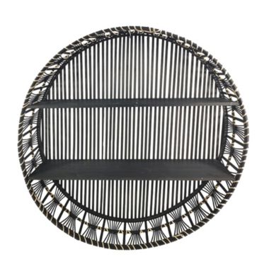 Kingston Living 32" Matte Black and White Wooden 2-Layer Wall Shelf. View a larger version of this product image.