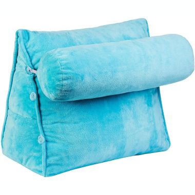 Cheer Collection Wedge Pillow with Detachable Bolster & Backrest - Solid Blue. View a larger version of this product image.