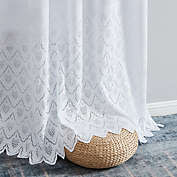 THD Mona Macrame Lace Sheer Rod Pocket Curtain Panels - White