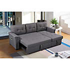 Alternate image 2 for Contemporary Home Living 86" Gray Linen Reversible Sleeper Sectional Sofa with Storage Chaise, USB Charging Ports and Pocket