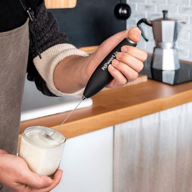 PowerLix Milk Frother Handheld Battery Operated Electric Whisk Foam Maker For Coffee - With Stainless Steel Stand Included. View a larger version of this product image.