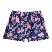 Epic Threads Big Girl&#39;s Floral Print Challis Shorts Navy Size L