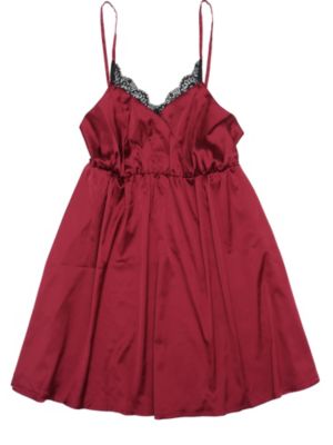 Agnes Orinda Plus Size Sleep Dress for Women, Camisole Side Slit Lace Trim V Neck Satin Lingerie Night Gowns, Burgundy 1X