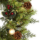 Alternate image 2 for Nearly Natural 24" Christmas Artificial Wreath with 50 White Warm Lights, 7 Globe Bulbs, Berries and Pine Cones