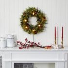 Alternate image 3 for Nearly Natural 24" Christmas Artificial Wreath with 50 White Warm Lights, 7 Globe Bulbs, Berries and Pine Cones