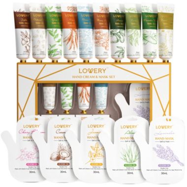 Lovery Hand Cream & Hand Mask Gift Set - 10 Hand Lotions and 5 Hand Masks. View a larger version of this product image.