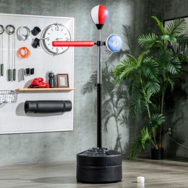 Halifax North America Free Standing Speed Bag, Adjustable Boxing Bag with Stand, Reflex Bar, Punching Pad and Suction Cup Base. View a larger version of this product image.