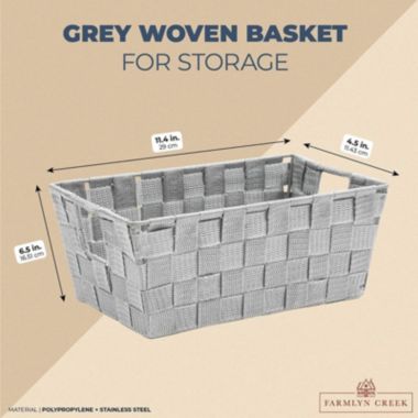 Farmlyn Creek Grey Woven Basket for Bathroom, Closet and Pantry Storage (11.4 x 6.5 x 4.5 in). View a larger version of this product image.