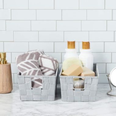 Farmlyn Creek Grey Woven Basket for Bathroom, Closet and Pantry Storage (11.4 x 6.5 x 4.5 in). View a larger version of this product image.