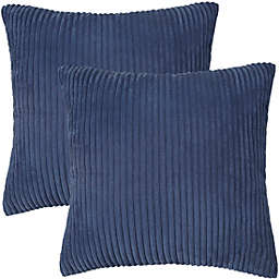 PiccoCasa 2 Pcs Soft Corduroy Throw Pillow Cover, Striped Cushion Cover, Throw Pillowcase for Sofa Couch Bedding Livingroom Car Seat Home, Navy Blue, 18