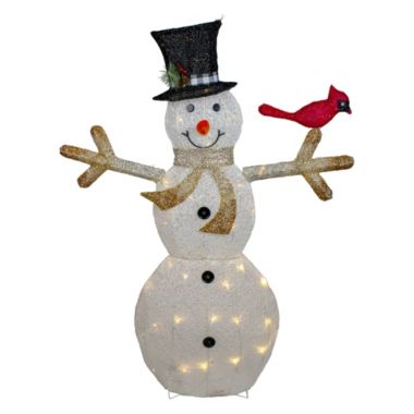 Northlight 49" White and Black LED Lighted Snowman with Top Hat Christmas Outdoor Decoration. View a larger version of this product image.
