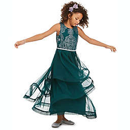 Speechless Big Girl's Beaded Crinoline Trim Dress Green Size 16