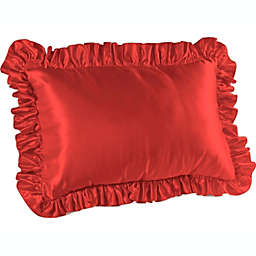 SHOPBEDDING Red Satin Ruffled Pillow Sham, Euro Pillowcase
