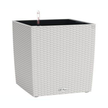 Lechuza USA 12" Gray All In One Cube Wicker Planter. View a larger version of this product image.