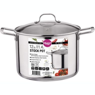 Gourmet Edge Stock Pot - Stainless Steel Cooking Pot with Lid, Cookware, Silver - 12 Quarts. View a larger version of this product image.