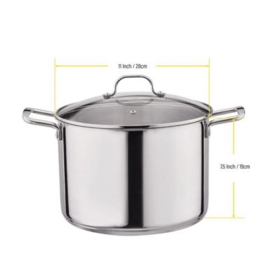 Gourmet Edge Stock Pot - Stainless Steel Cooking Pot with Lid, Cookware, Silver - 12 Quarts. View a larger version of this product image.