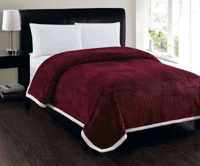 Ultra Lush Reversible Sherpa Corduroy Blanket - King (108" x 90") - Burgundy