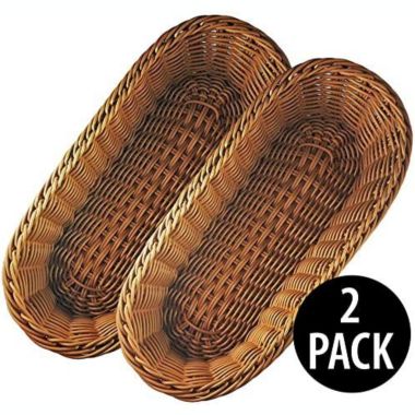 KOVOT Set of 2 Poly-Wicker Bread Basket  - 14.5" Woven Polypropylene. View a larger version of this product image.
