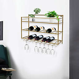 Stock Preferred Wall Mounted Wine Rack Holder Metal Gold